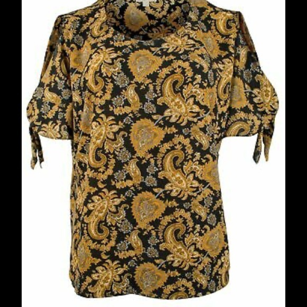 Michael Michael Kors Women's Plus Cold Shoulder Paisley‎ Top Size Large